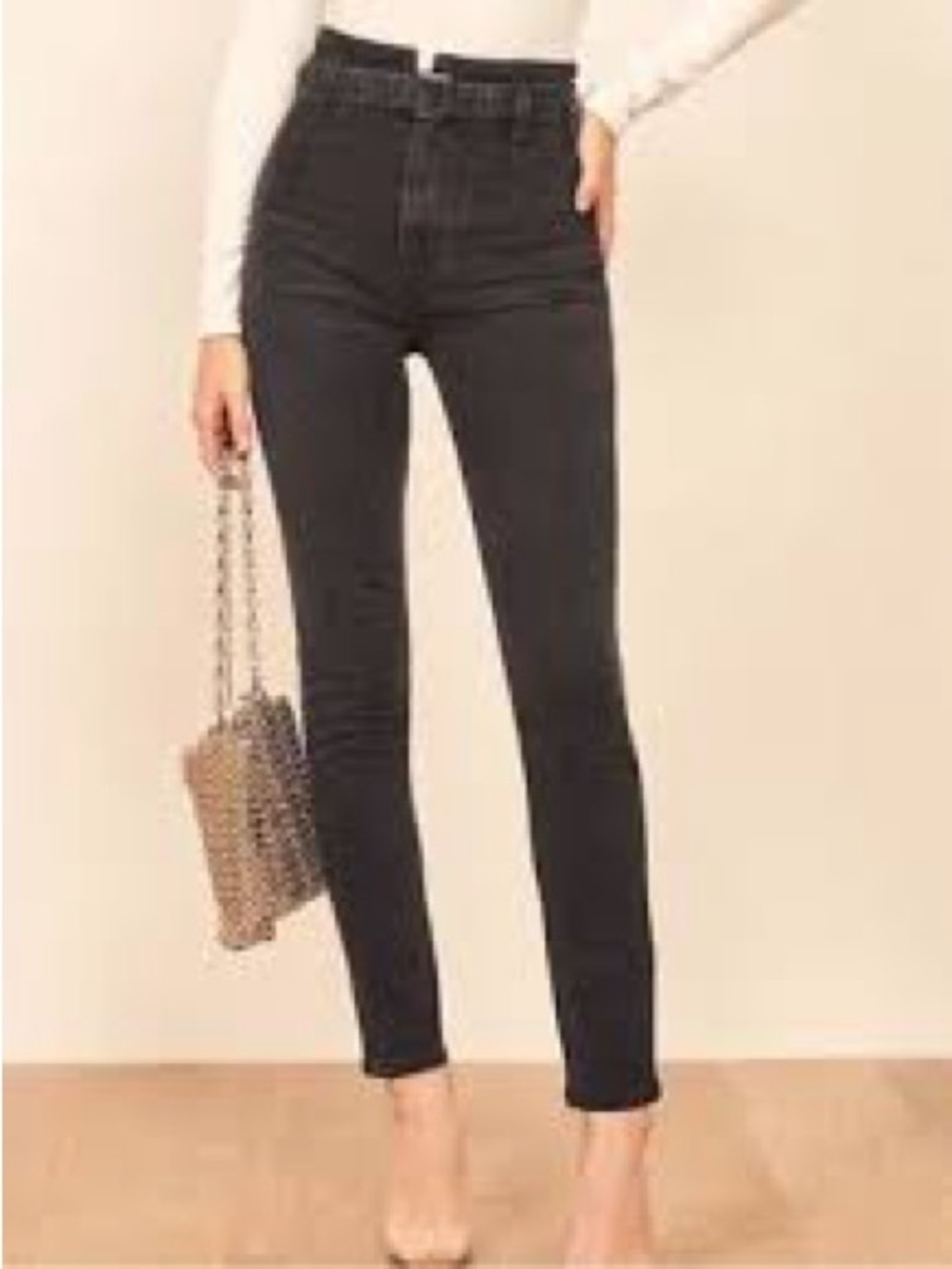 Reformation Kayo Black High-Rise Skinny Jeans